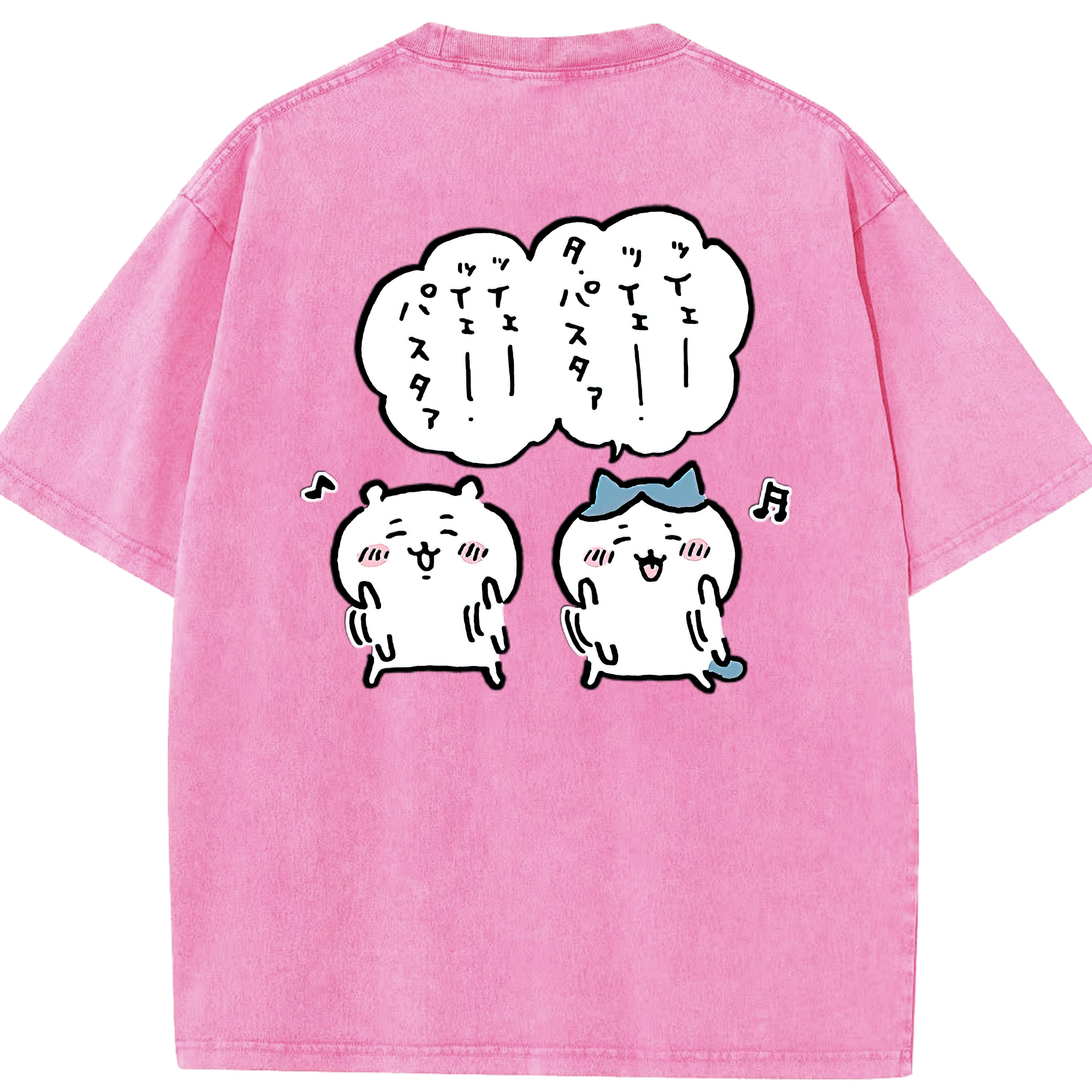 （画像用） ちいかわ ハチワレ Chii-kawa hachiware 綿100% ヴィンテージ風 半袖Tシャツ（背面プリント）